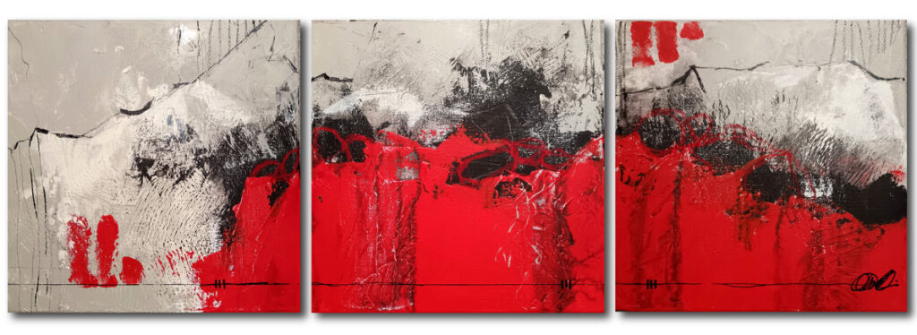 trittico-magma-martina-michelin-astratto-rosso-nero-grigio